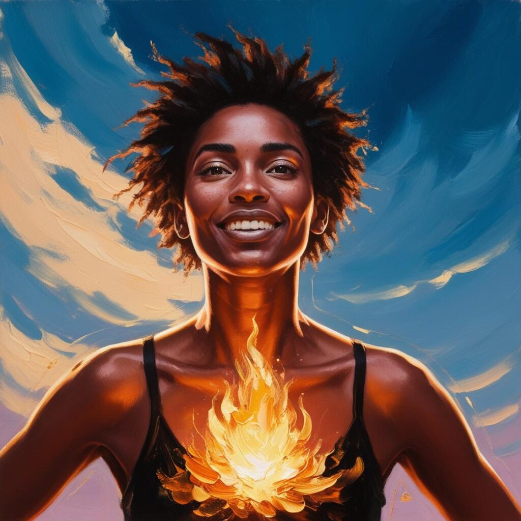 Image of a person igniting internal flame